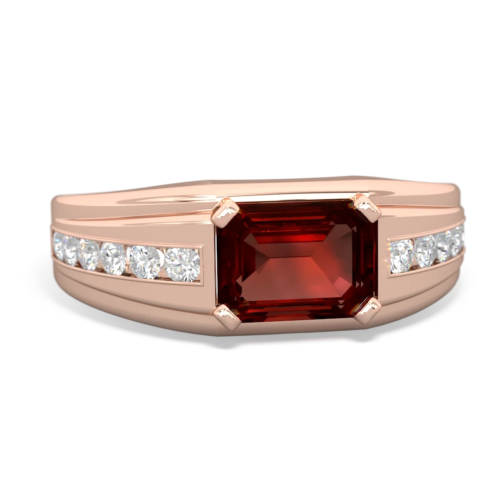 Garnet Men's Diamond Channel 14K Rose Gold ring R0500