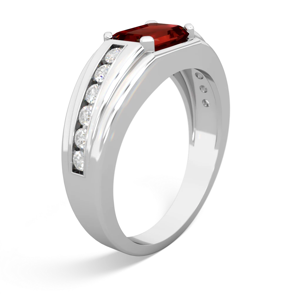 Garnet Men's Diamond Channel 14K White Gold ring R0500
