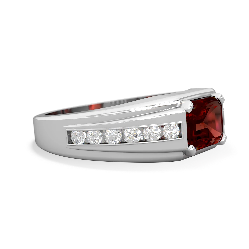 Garnet Men's Diamond Channel 14K White Gold ring R0500