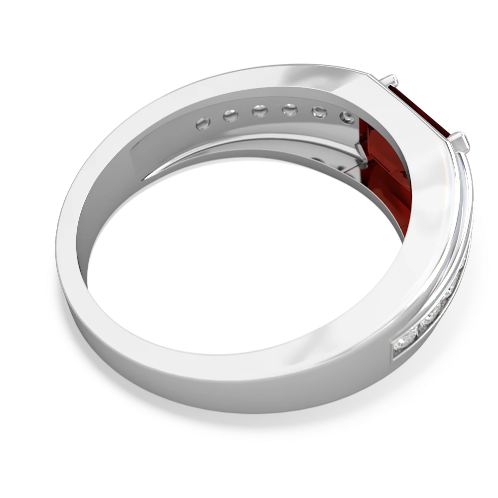 Garnet Men's Diamond Channel 14K White Gold ring R0500