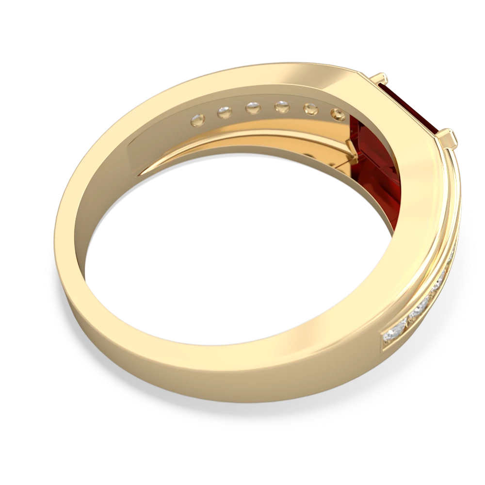 Garnet Men's Diamond Channel 14K Yellow Gold ring R0500