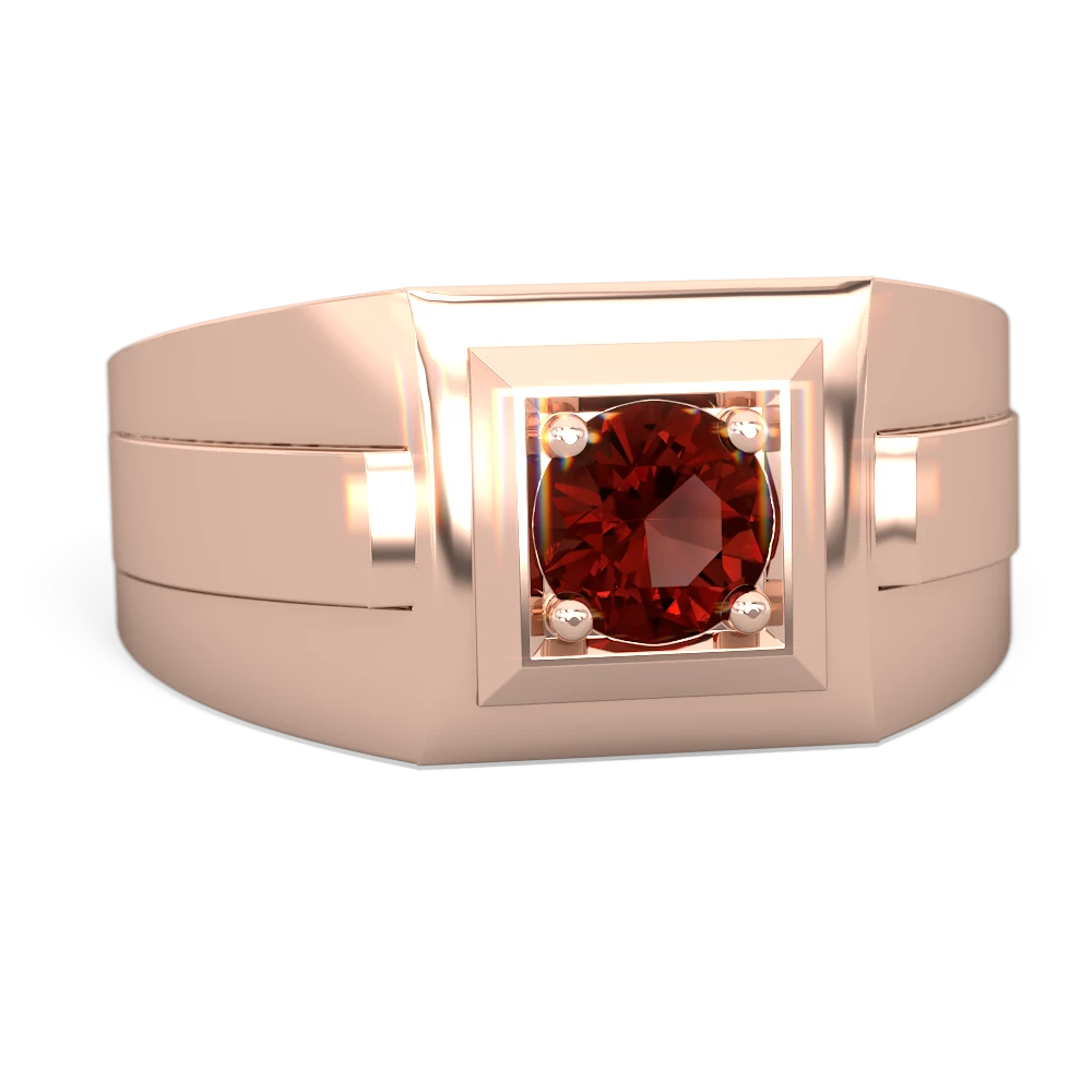 Garnet Men's Squared Circle 14K Rose Gold ring R0480