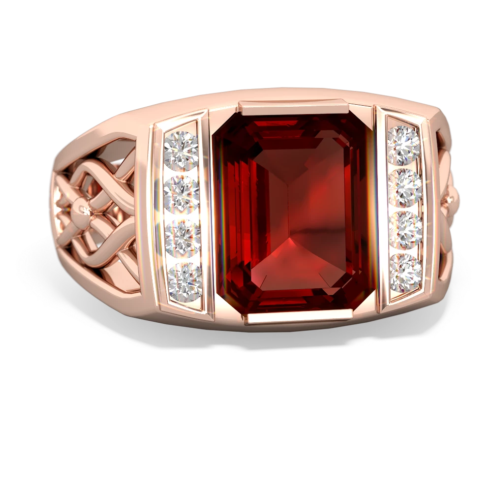 Garnet Men's Vine 14K Rose Gold ring R0490