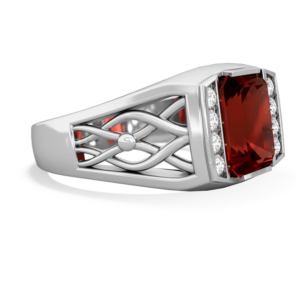 Garnet Men's Vine 14K White Gold ring R0490