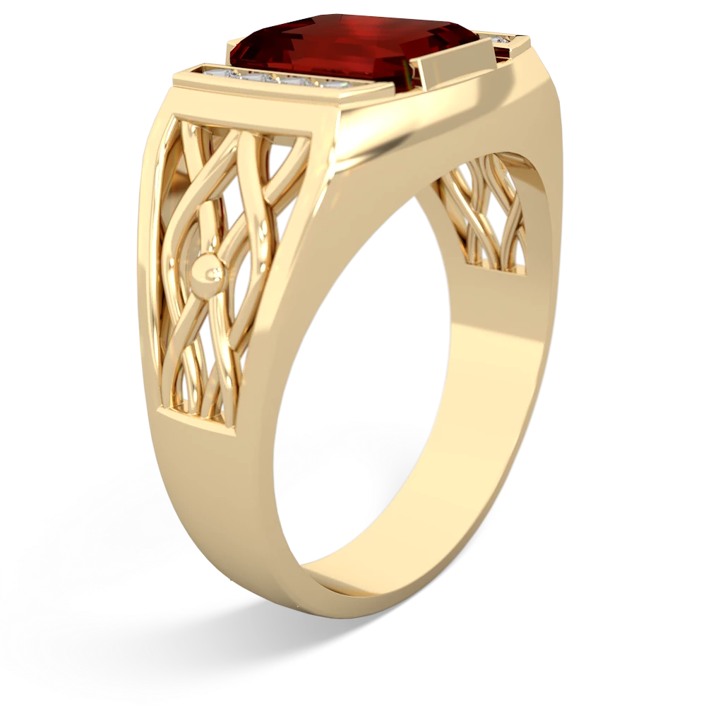 Garnet Men's Vine 14K Yellow Gold ring R0490