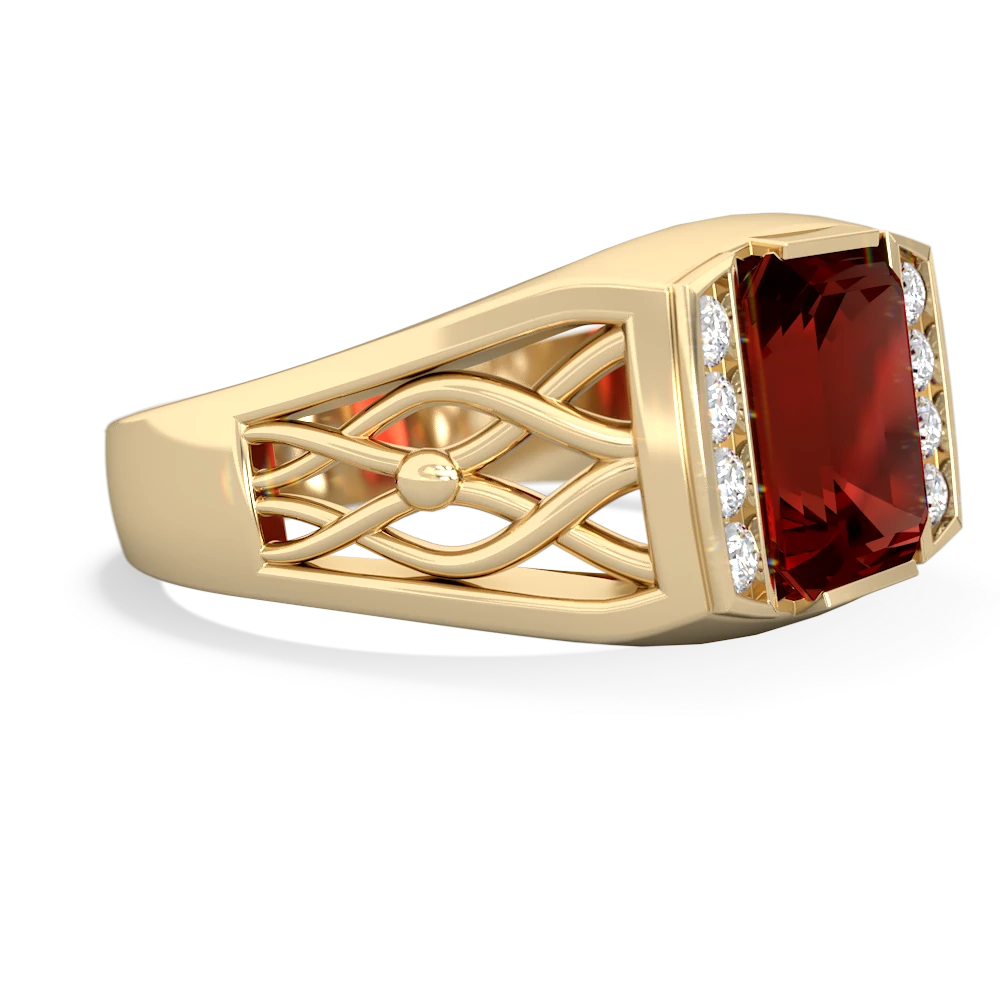 Garnet Men's Vine 14K Yellow Gold ring R0490