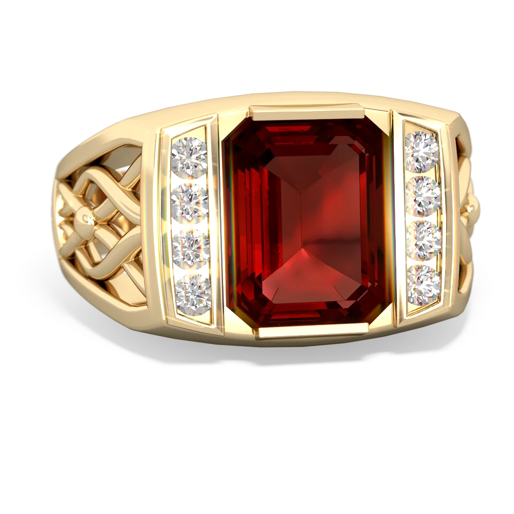 Garnet Men's Vine 14K Yellow Gold ring R0490