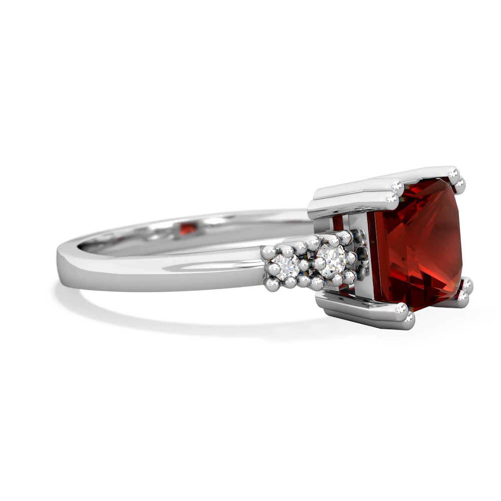 Garnet Art Deco Princess 14K White Gold ring R2014