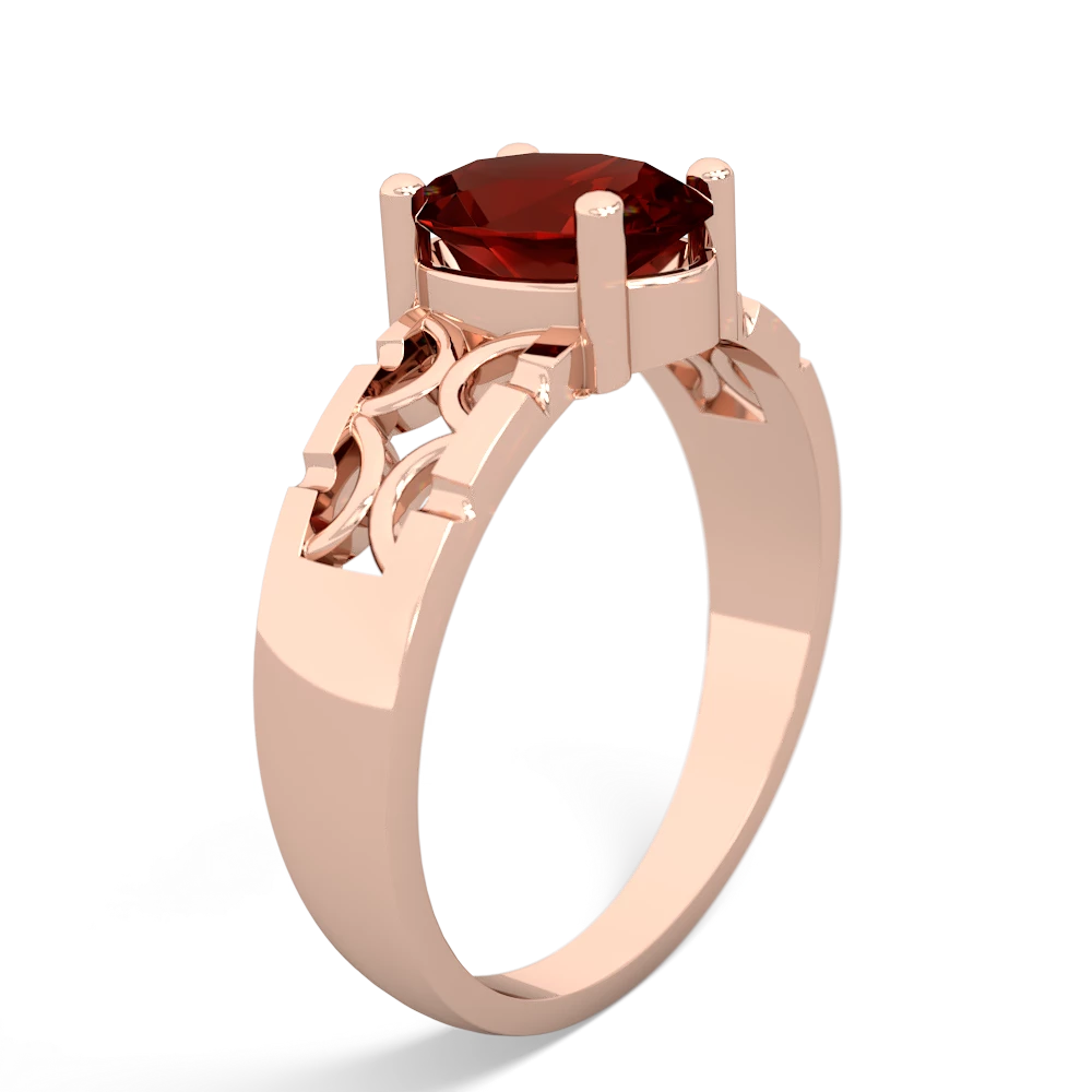 Garnet Art Deco Filigree 14K Rose Gold ring R2322