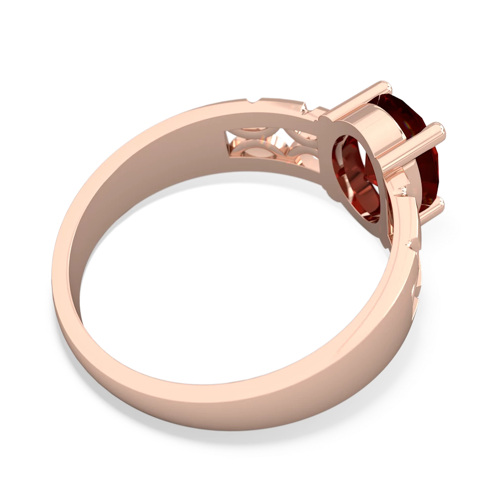 Garnet Art Deco Filigree 14K Rose Gold ring R2322