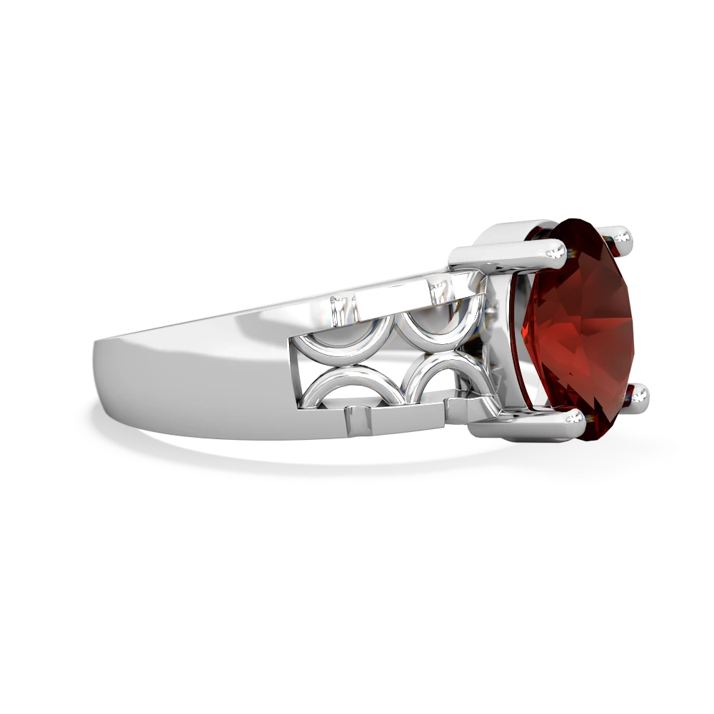 Garnet Art Deco Filigree 14K White Gold ring R2322