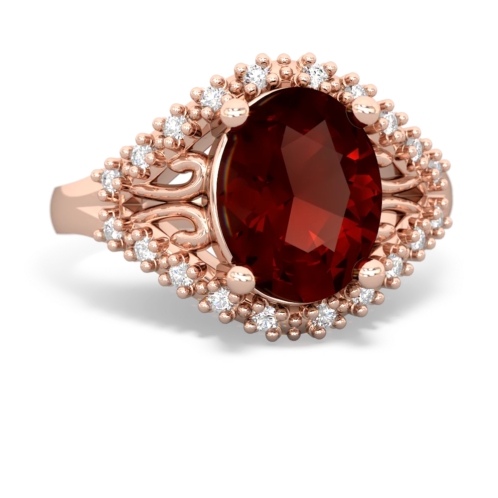 Garnet Antique Style Cocktail 14K Rose Gold ring R2564