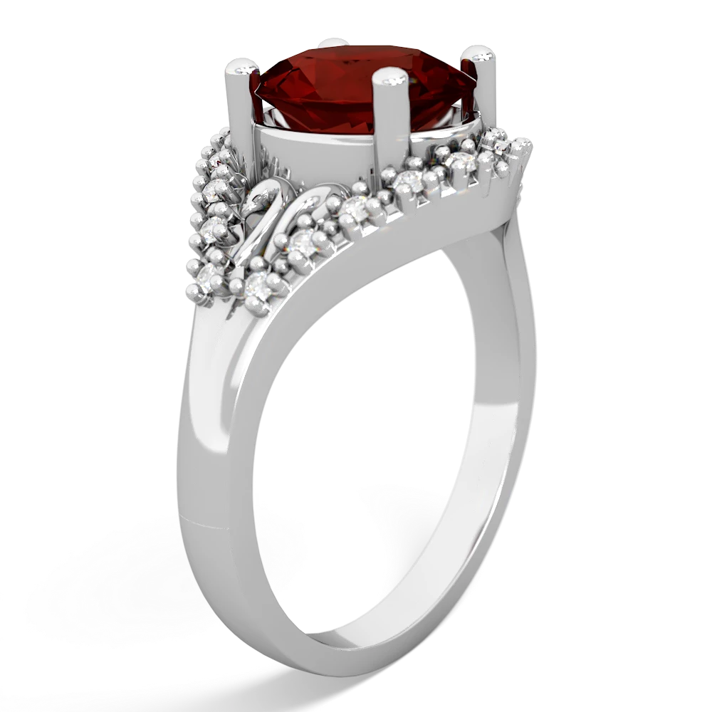 Garnet Antique Style Cocktail 14K White Gold ring R2564