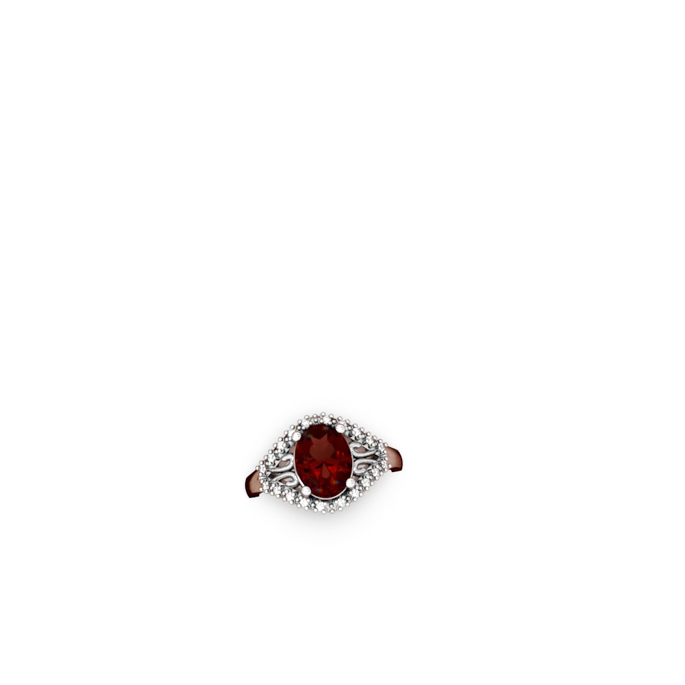 Garnet Antique Style Cocktail 14K White Gold ring R2564