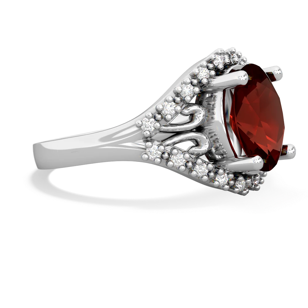 Garnet Antique Style Cocktail 14K White Gold ring R2564