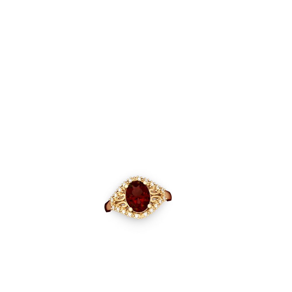 Garnet Antique Style Cocktail 14K Yellow Gold ring R2564