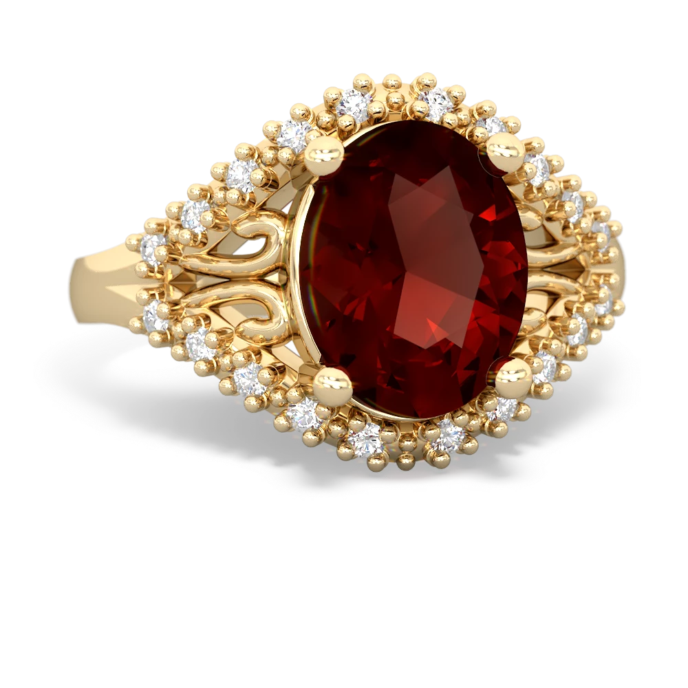 Garnet Antique Style Cocktail 14K Yellow Gold ring R2564
