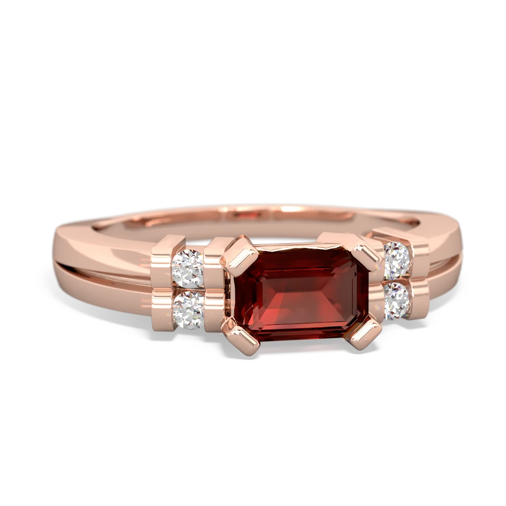 Garnet Art Deco East-West 14K Rose Gold ring R2590