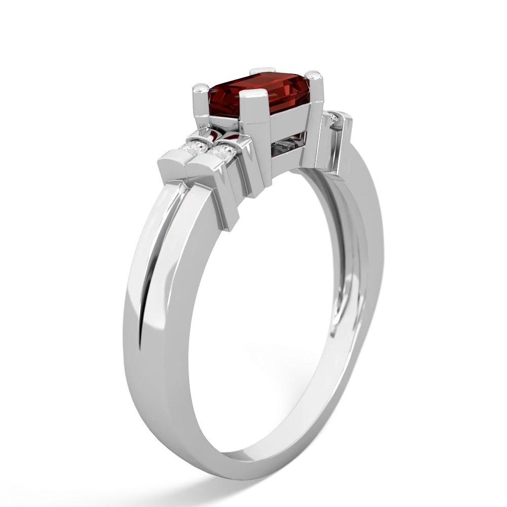 Garnet Art Deco East-West 14K White Gold ring R2590