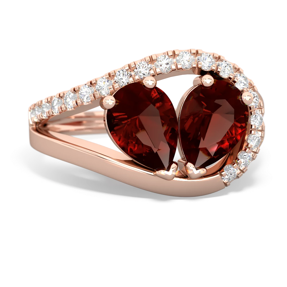 Garnet Nestled Heart Keepsake 14K Rose Gold ring R5650