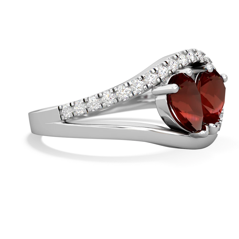 Garnet Nestled Heart Keepsake 14K White Gold ring R5650