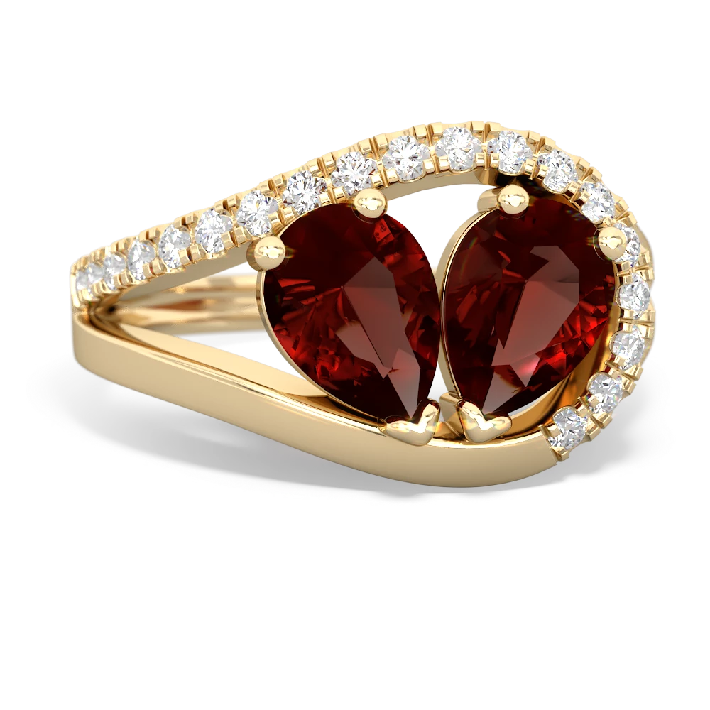 Garnet Nestled Heart Keepsake 14K Yellow Gold ring R5650