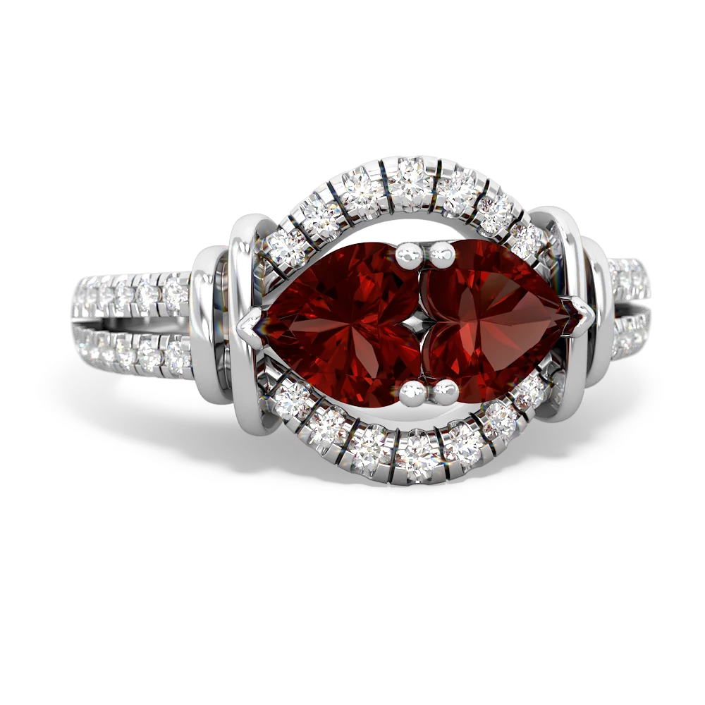 Garnet Art-Deco Keepsake 14K White Gold ring R5630