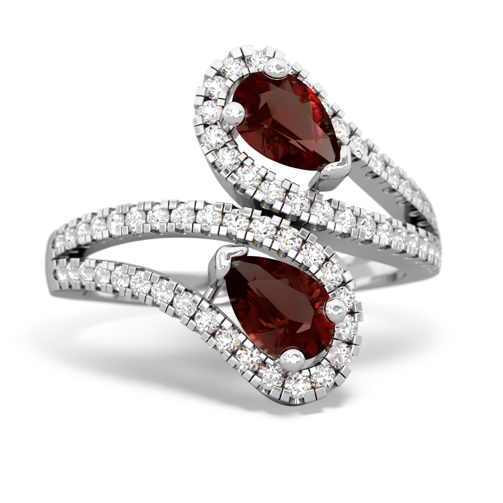 Garnet Diamond Dazzler ring - 14K White Gold |JewelsForMe