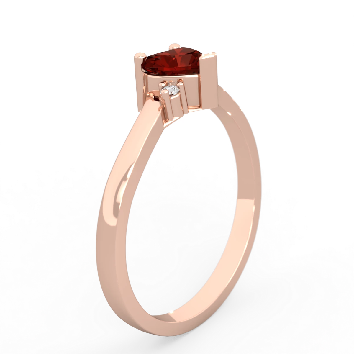Garnet Delicate Heart 14K Rose Gold ring R0203