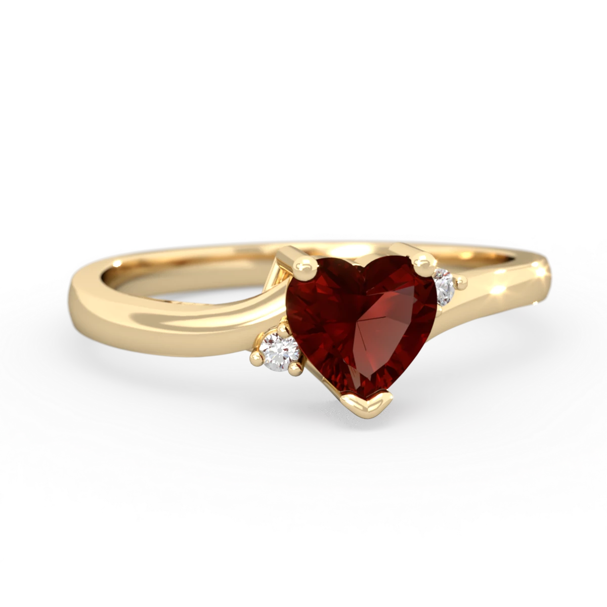 Garnet Delicate Heart 14K Yellow Gold ring R0203