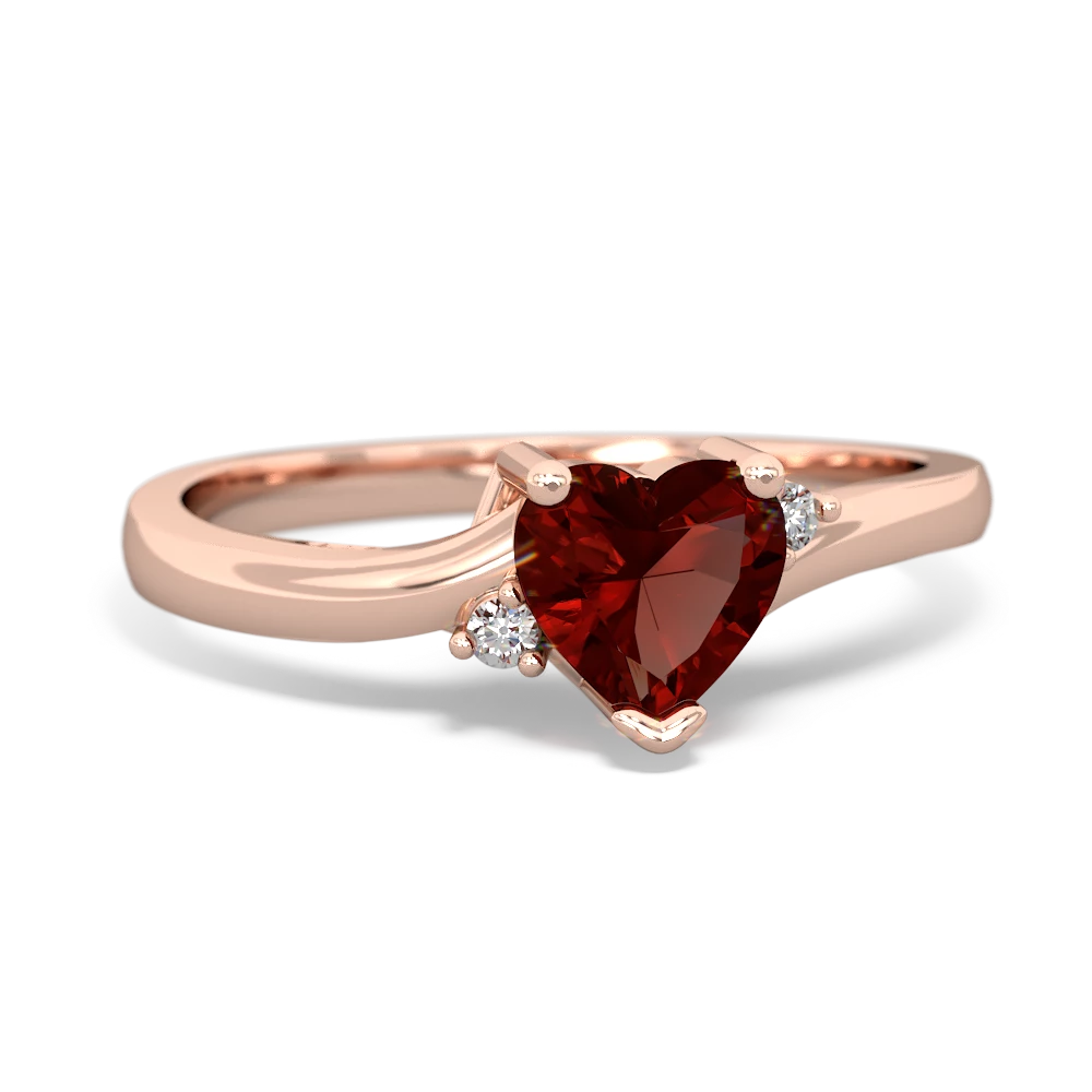 Garnet Delicate Heart 14K Rose Gold ring R0203