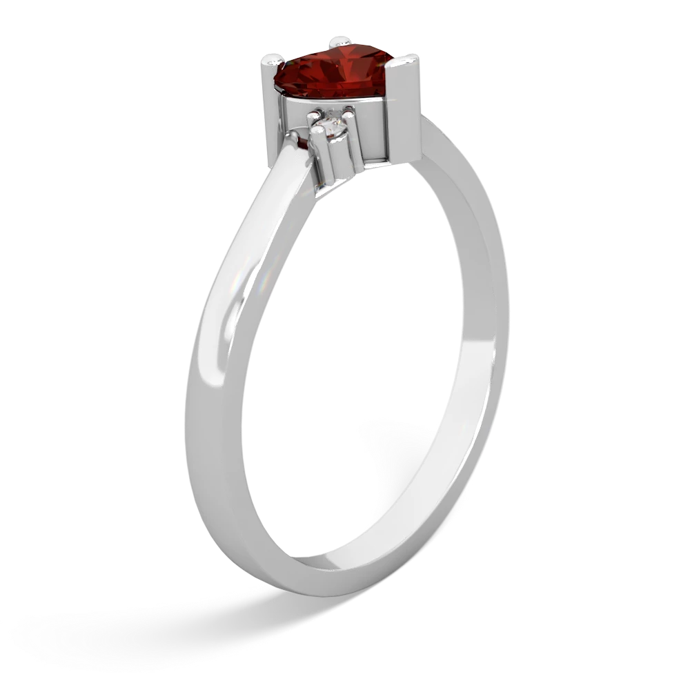 Garnet Delicate Heart 14K White Gold ring R0203