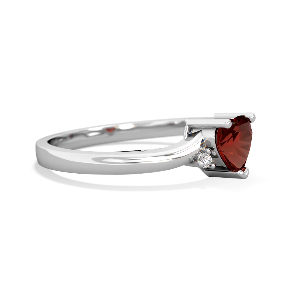 Garnet Delicate Heart 14K White Gold ring R0203