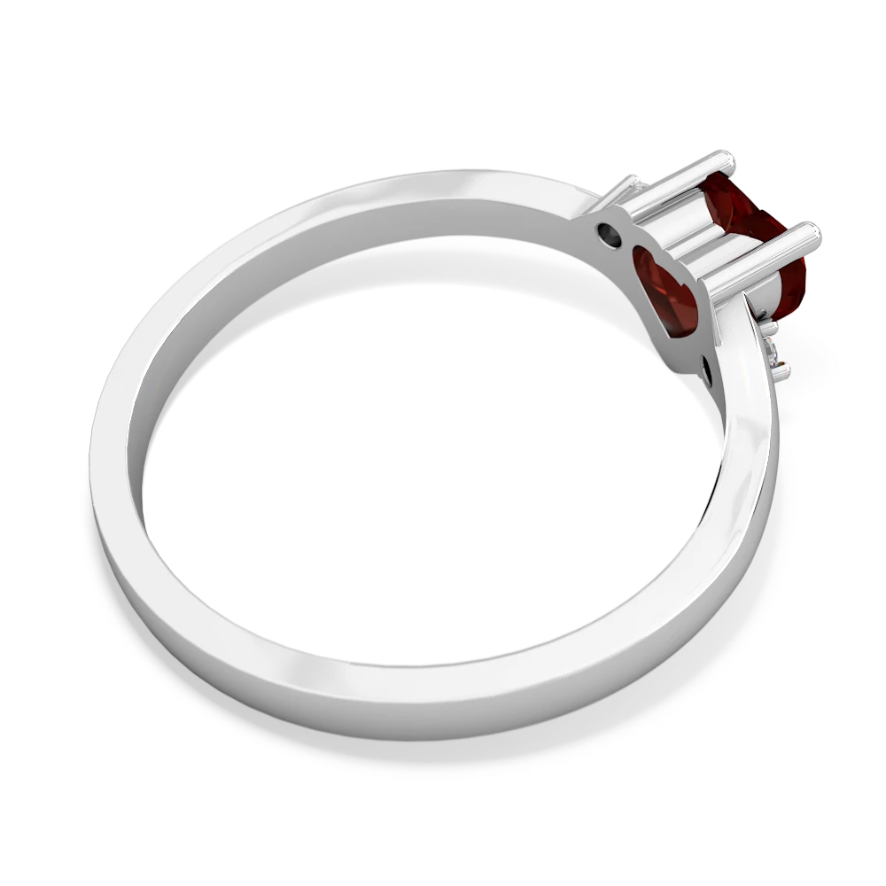 Garnet Delicate Heart 14K White Gold ring R0203