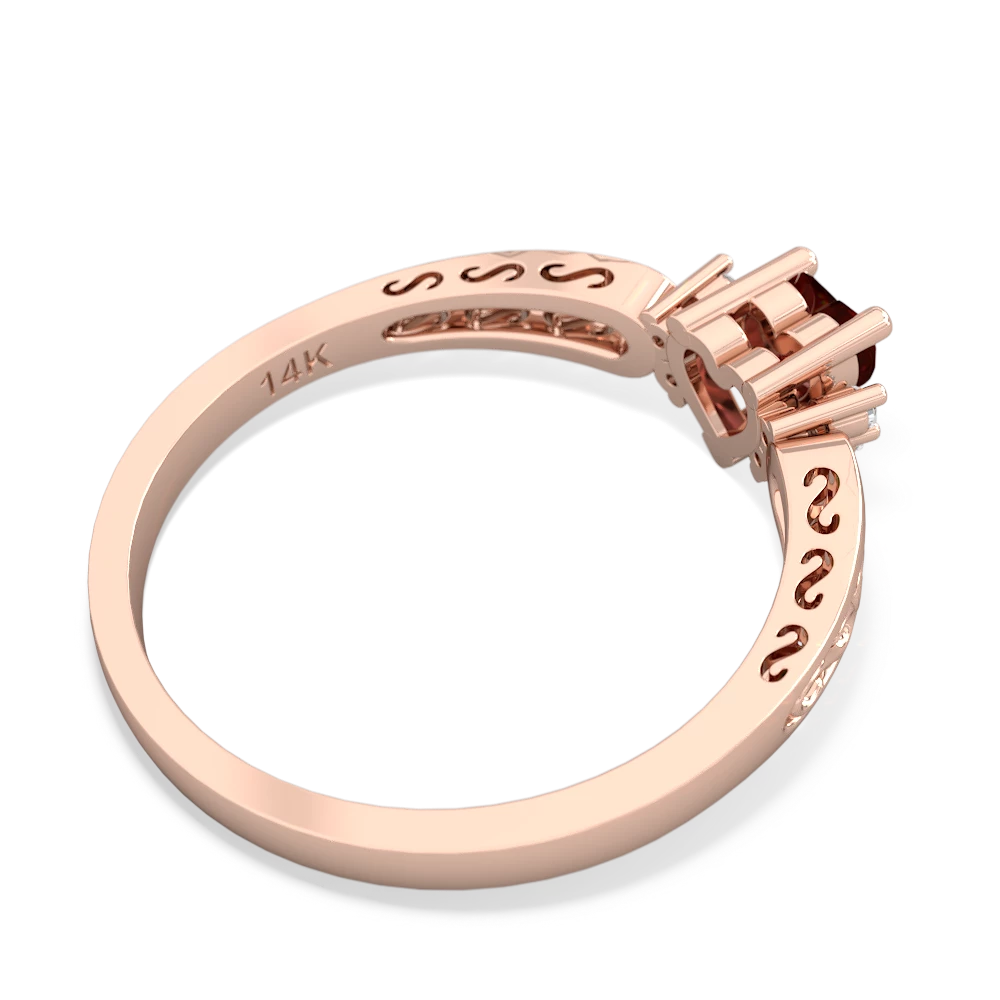 Garnet Filligree Scroll Heart 14K Rose Gold ring R2429