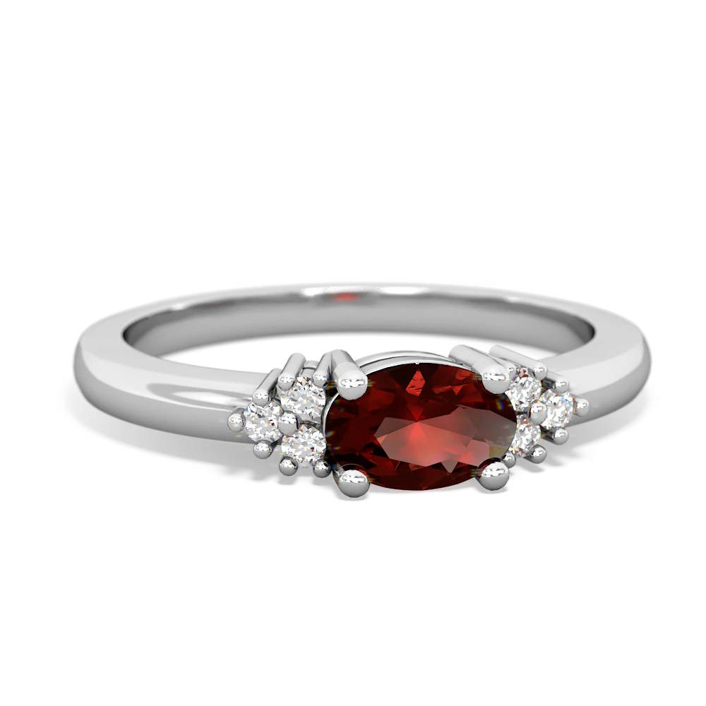 Garnet Simply Elegant East-West 14K White Gold ring R2480