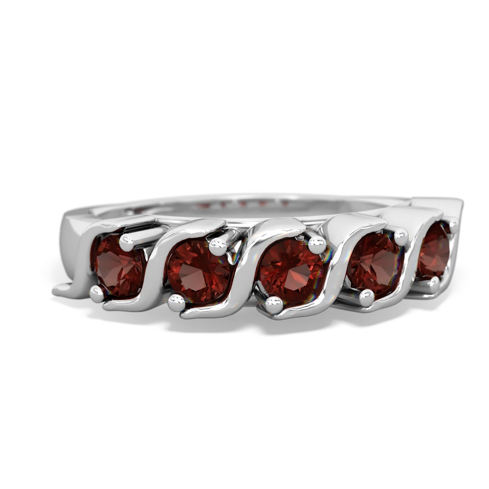 Garnet Anniversary Band 14K White Gold ring R2089