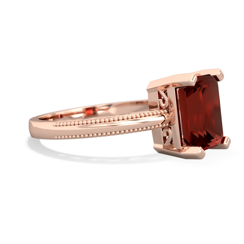 Garnet Milgrain Scroll 14K Rose Gold ring R2338