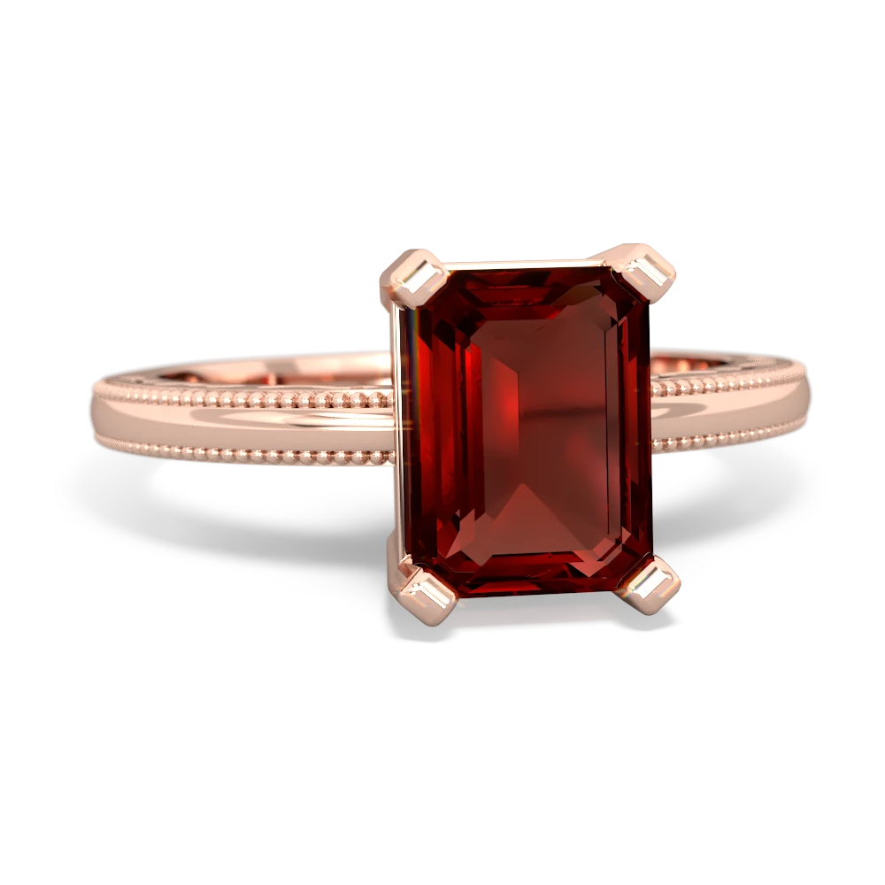 Garnet Milgrain Scroll 14K Rose Gold ring R2338