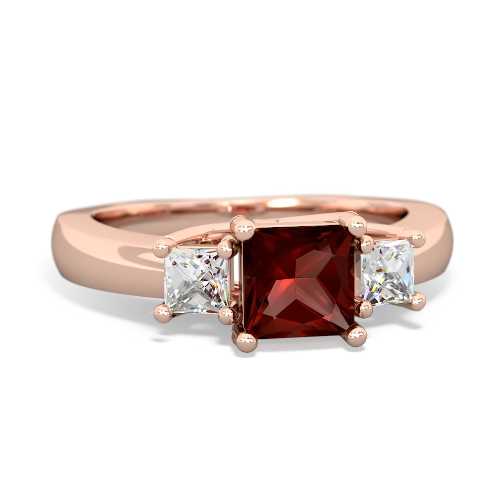 Garnet Three Stone Trellis 14K Rose Gold ring R4015