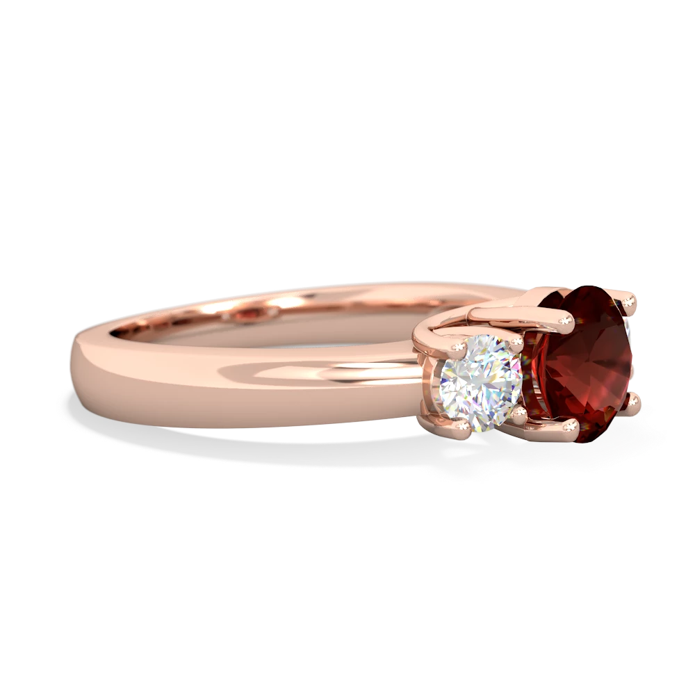Garnet Diamond Three Stone Round Trellis 14K Rose Gold ring R4018
