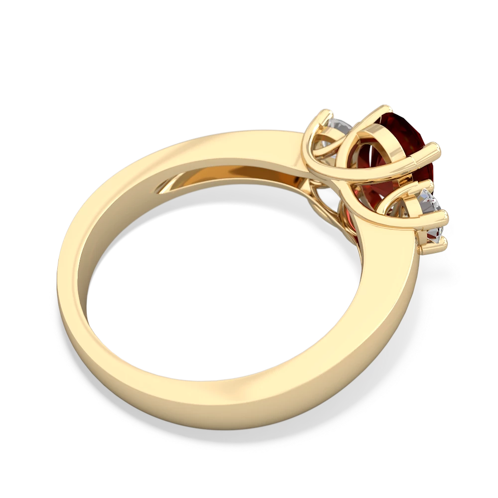 Garnet Diamond Three Stone Oval Trellis 14K Yellow Gold ring R4024