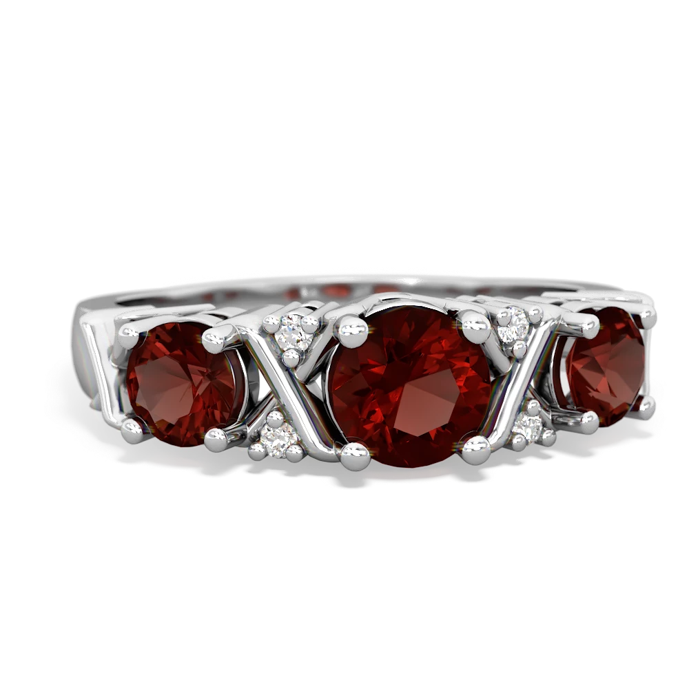 Garnet Hugs And Kisses 14K White Gold ring R5016