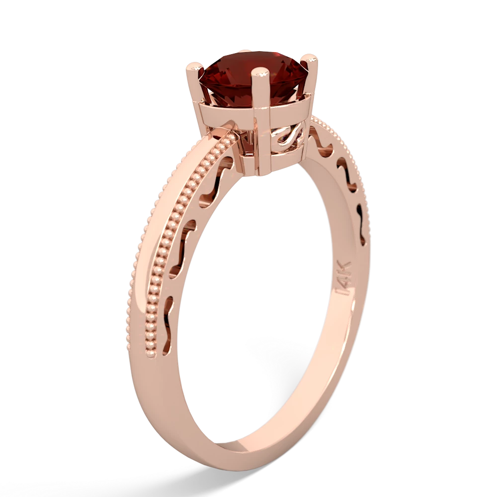 Garnet Milgrain Filigree 14K Rose Gold ring R5090