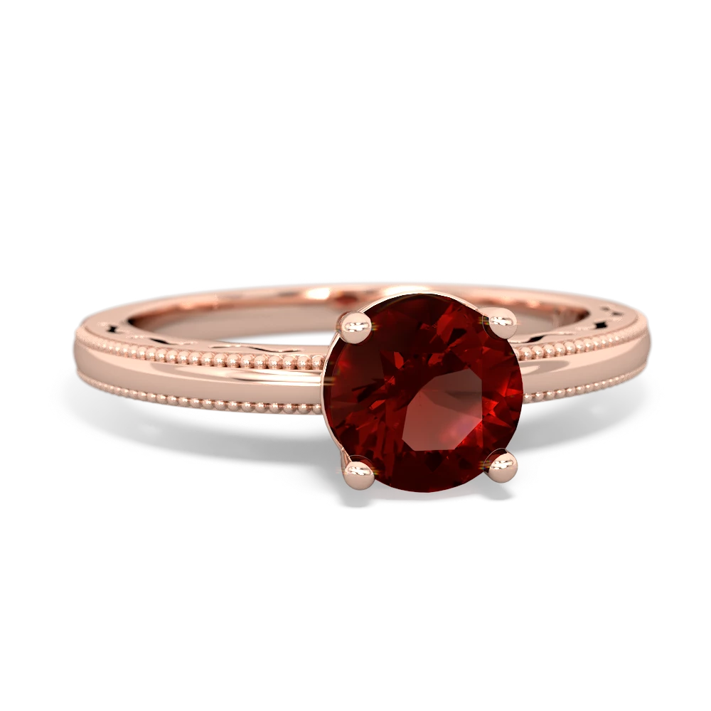 Garnet Milgrain Filigree 14K Rose Gold ring R5090