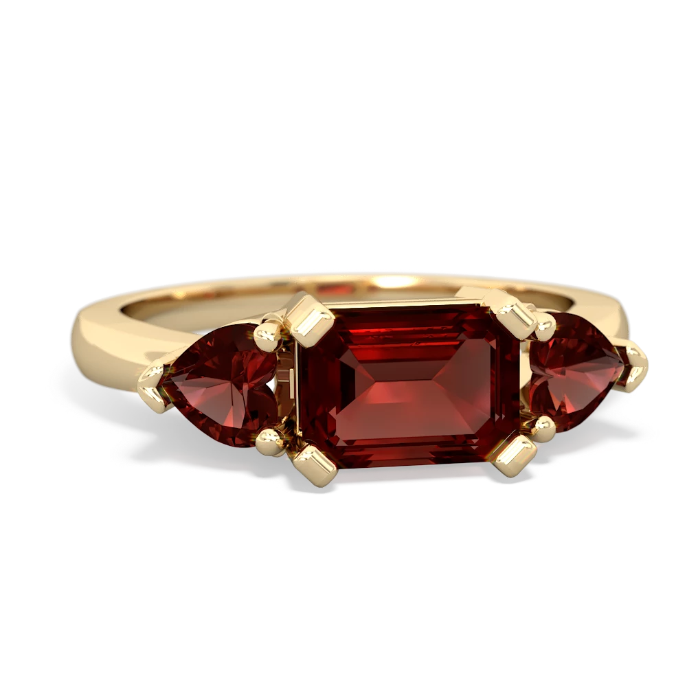 Garnet Three Stone 14K Yellow Gold ring R5235