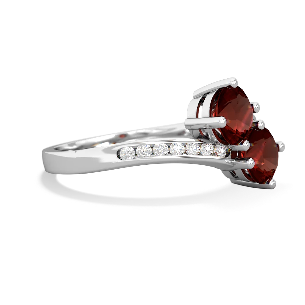 Garnet Channel Set Two Stone 14K White Gold ring R5303