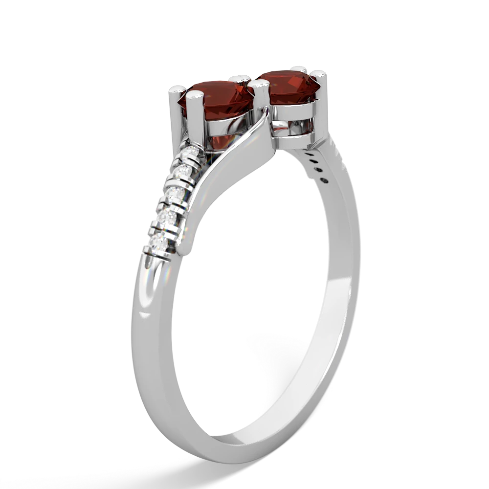 Garnet Infinity Pave Two Stone 14K White Gold ring R5285