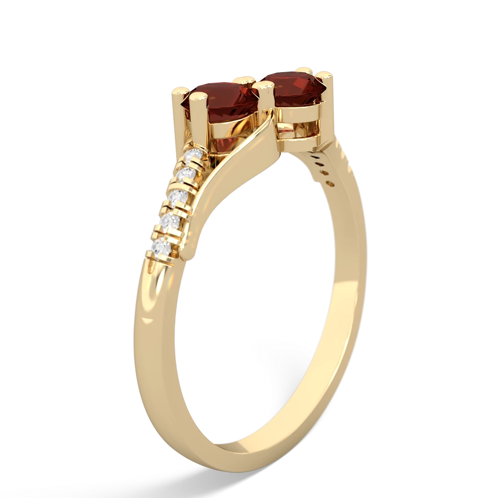 Garnet Infinity Pave Two Stone 14K Yellow Gold ring R5285