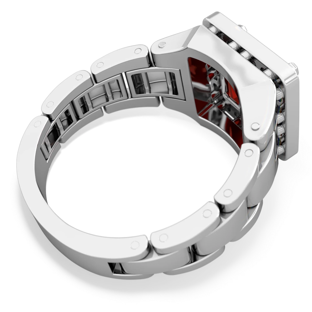 Garnet Men's Watch 14K White Gold ring R0510